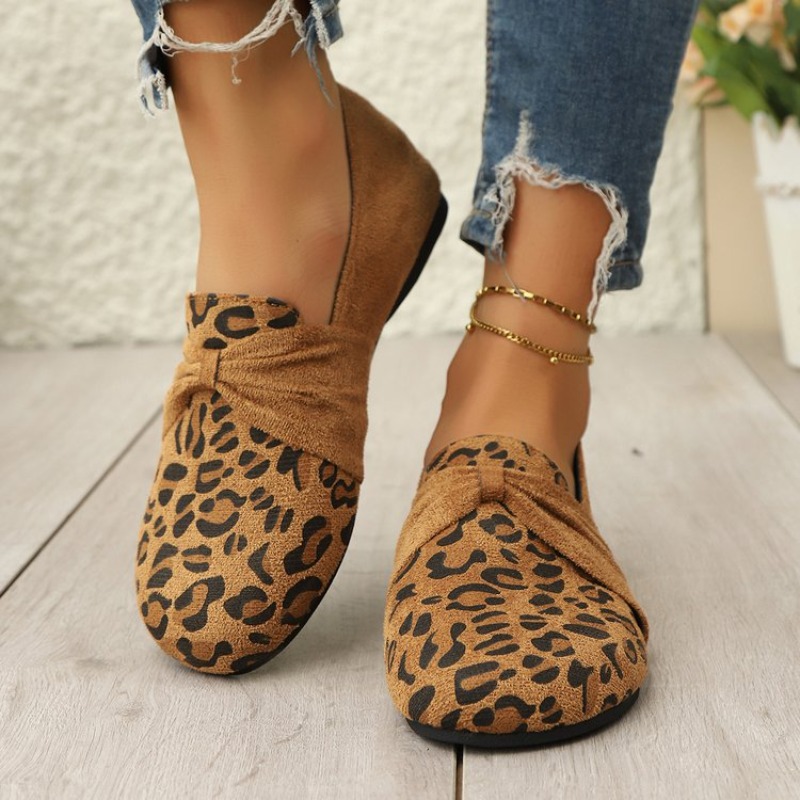 Women Shoes Elegant - أحذية نسائية بنقشة الفهد مريحة وأنيقة،