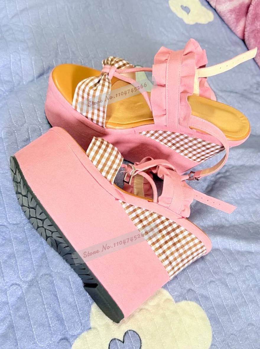 Women'S Shoes Y2K - صندل من جلد الشمواه الوردي بكعب
