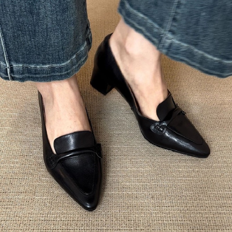Women Shoes Size 4 In Cm - أحذية نسائية مريحة بكعب متوسط سميك،