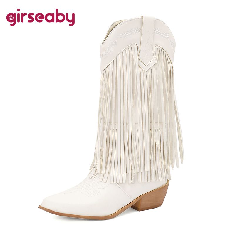 Block Heel Ankle Boots - Girseaby هامش الانزلاق على كاوبوي الغربي