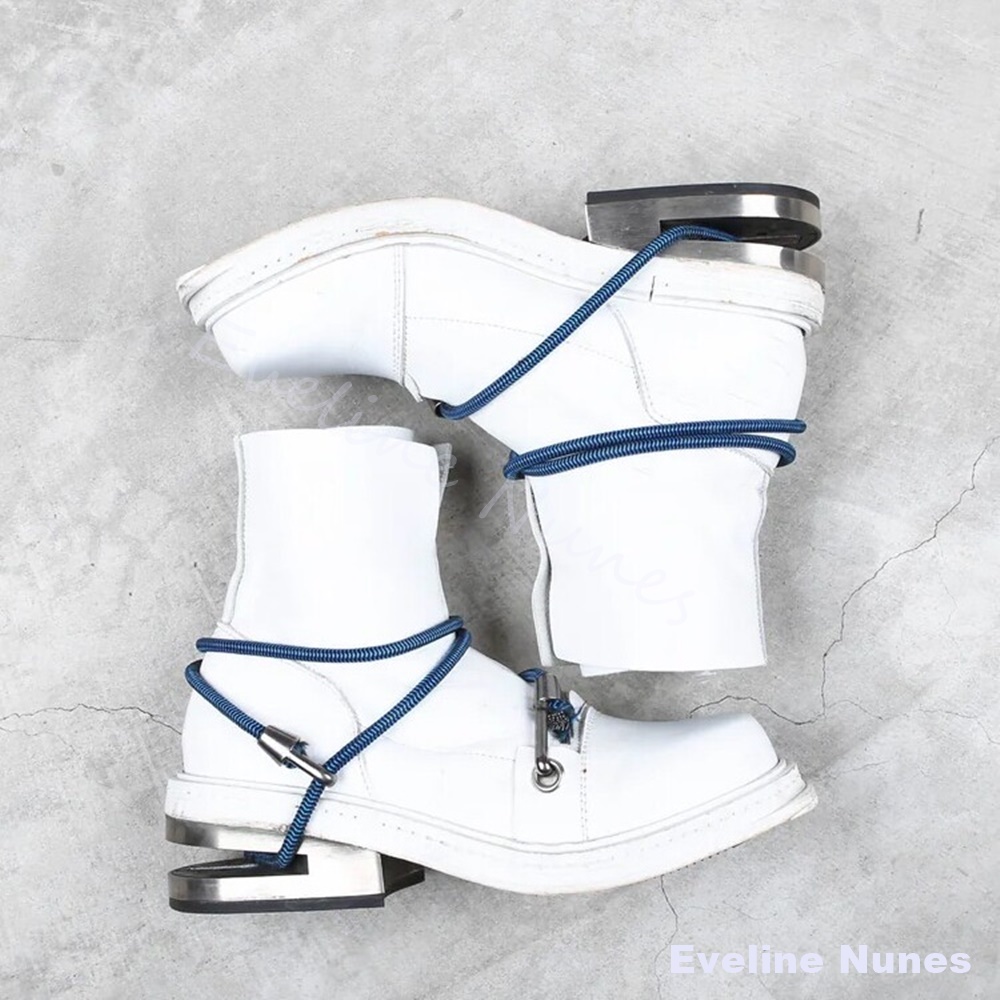 أحذية رجالية بيضاء من الجلد ال - مراجعة Block Heel Ankle Boots وسعره