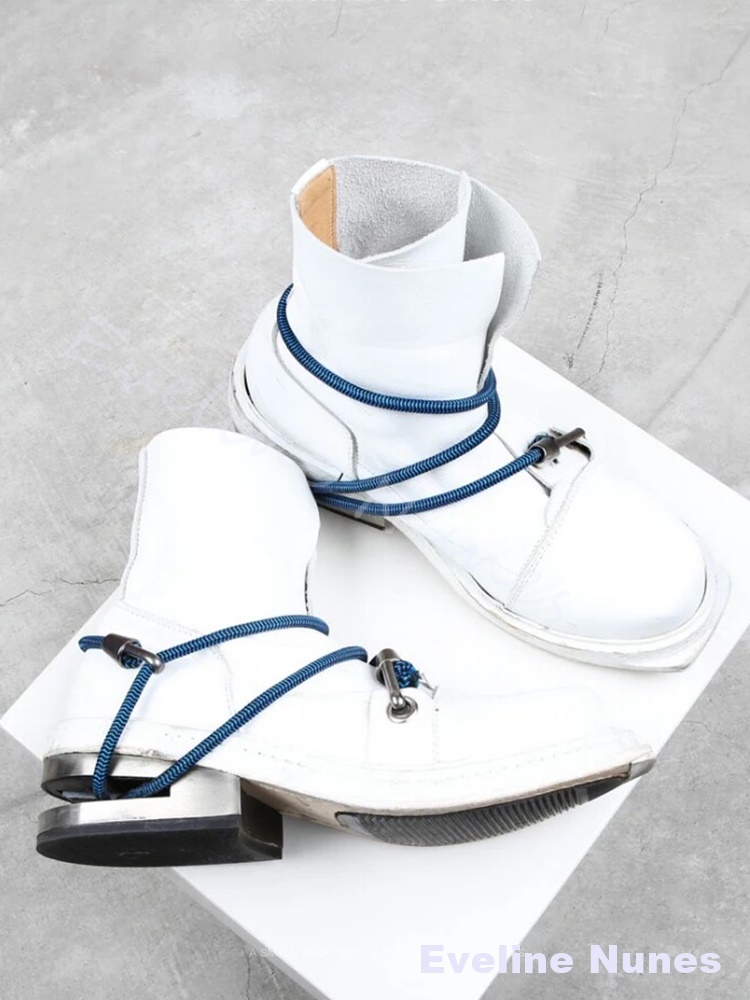 أحذية رجالية بيضاء من الجلد ال - مراجعة Block Heel Ankle Boots وسعره