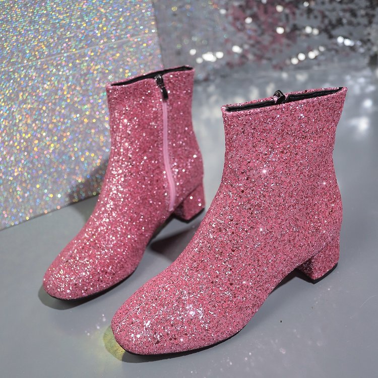 أحذية نسائية عصرية بلينغ بلون  - مراجعة Block Heel Ankle Boots وسعره