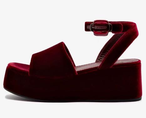 صنادل نسائية مخملية بلون بورجو - مراجعة Women'S Shoes Burgundy وسعره