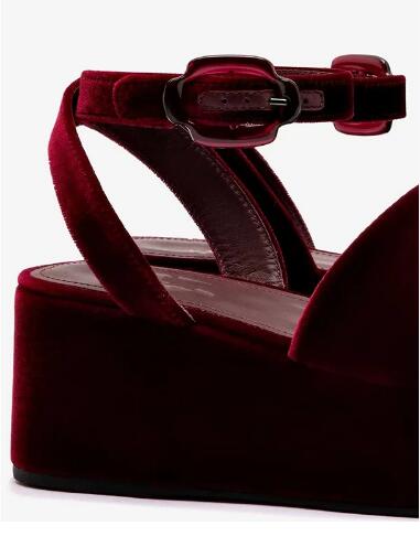صنادل نسائية مخملية بلون بورجو - مراجعة Women'S Shoes Burgundy وسعره