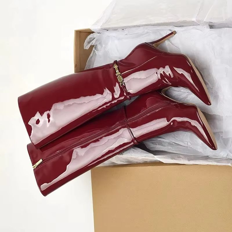 أحذية نسائية طويلة جديدة بكعب  - مراجعة Women'S Shoes Burgundy وسعره