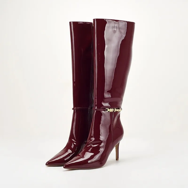 أحذية نسائية طويلة جديدة بكعب  - مراجعة Women'S Shoes Burgundy وسعره
