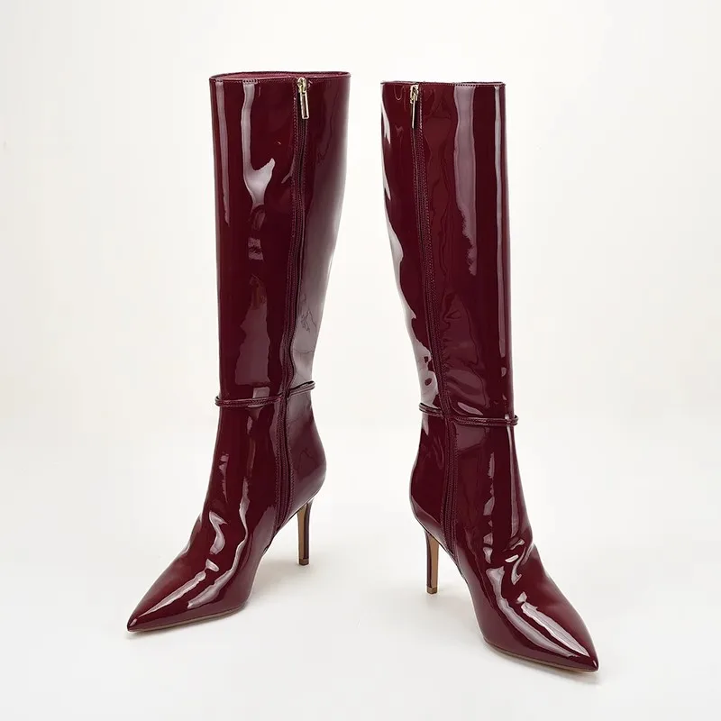 أحذية نسائية طويلة جديدة بكعب  - مراجعة Women'S Shoes Burgundy وسعره