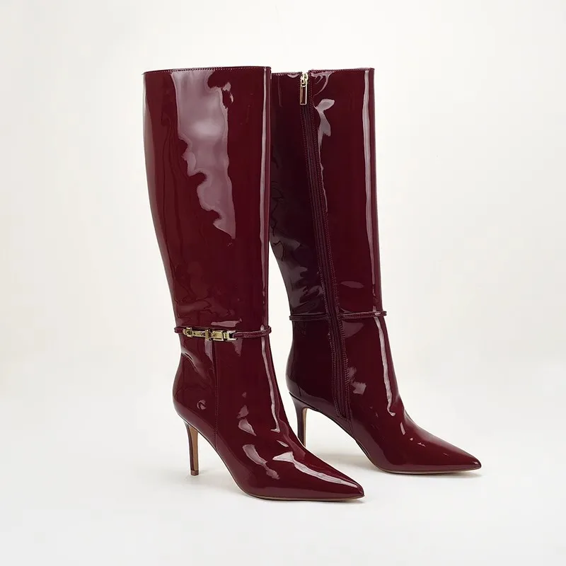 أحذية نسائية طويلة جديدة بكعب  - مراجعة Women'S Shoes Burgundy وسعره