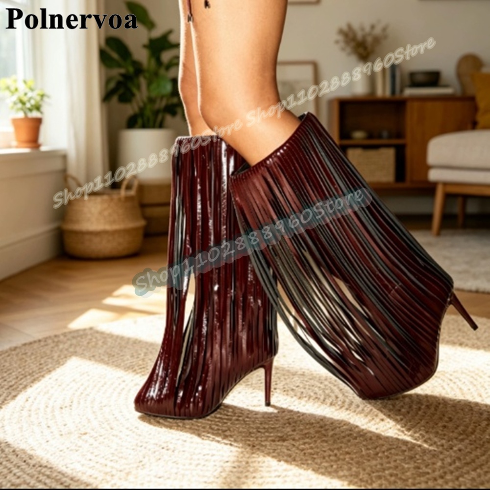 أحذية نسائية طويلة حتى الركبة  - مراجعة Women'S Shoes Burgundy وسعره