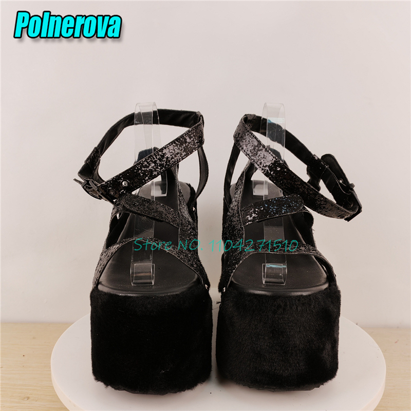 صندل جلاديتور نسائي أسود لامع  - مراجعة Women'S Shoes Y2K وسعره