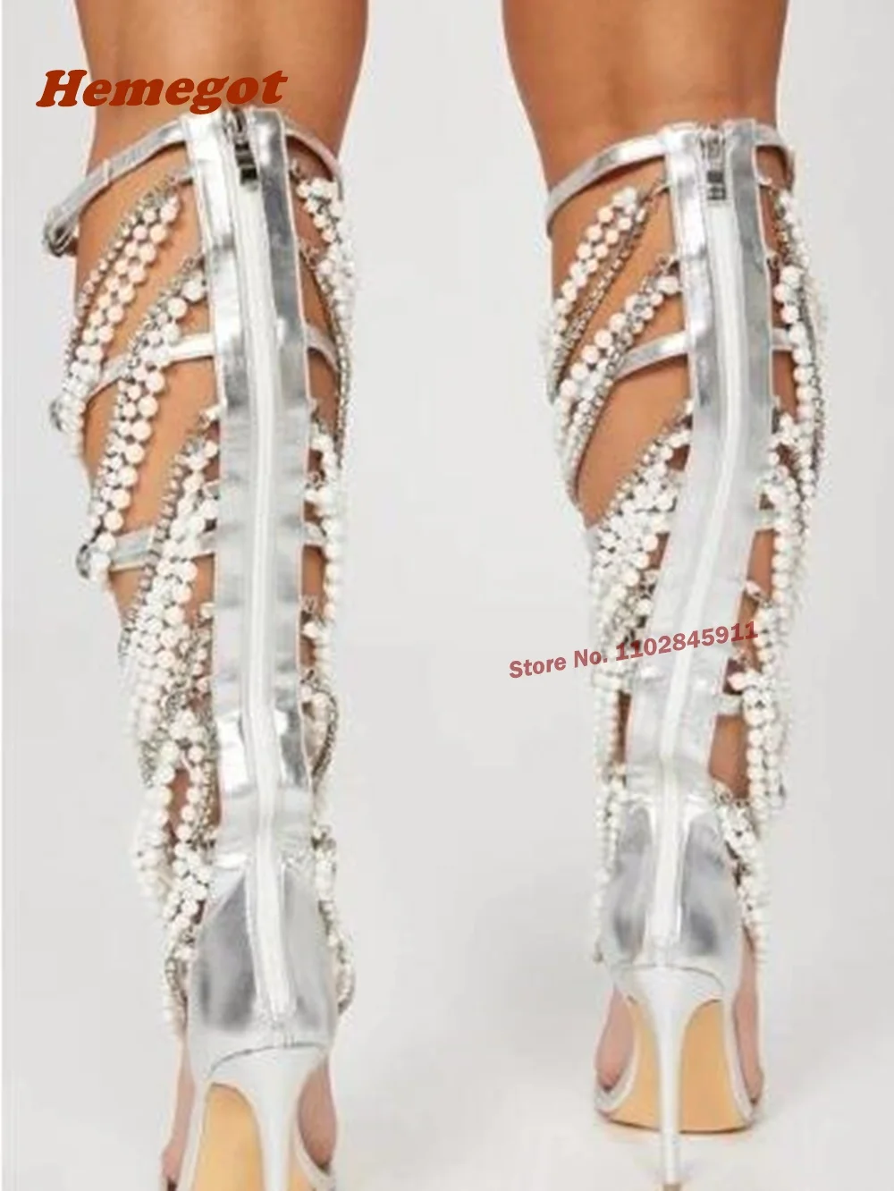 اللؤلؤ سلسلة معدنية الصنادل شر - مراجعة Women Shoes Zipper وسعره