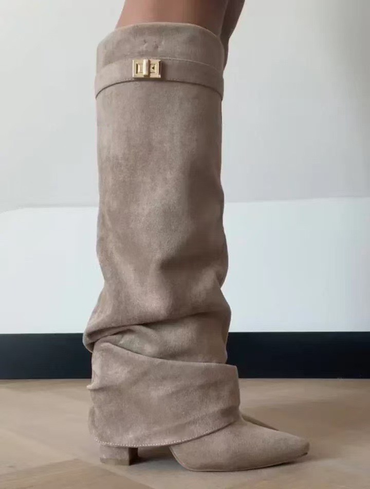 المرأة من جلد الغزال القهوة ال - مراجعة Block Heel Ankle Boots وسعره